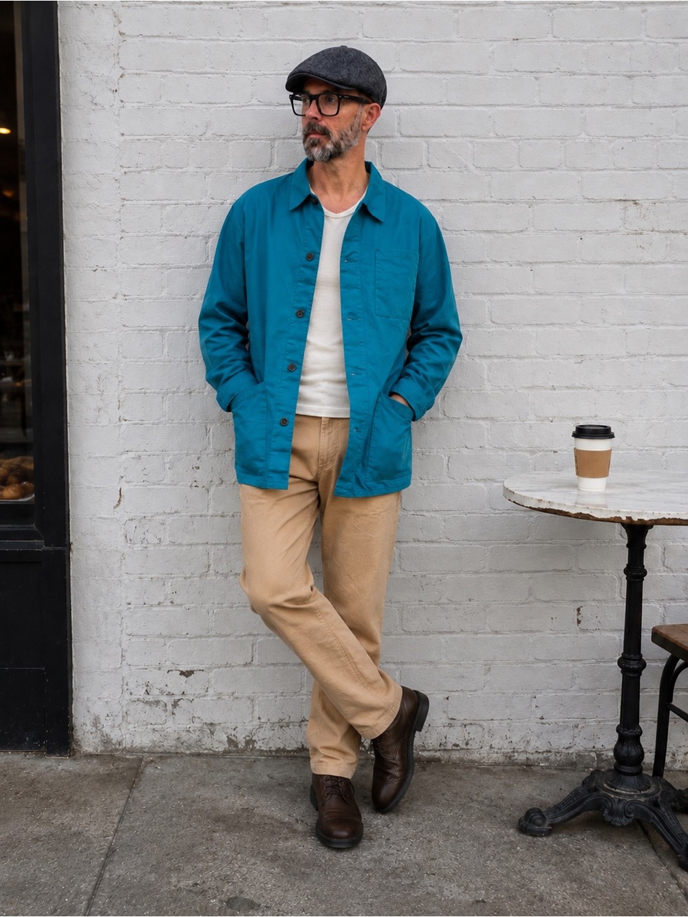 Vintage German Workwear Chore Coat | Teal Utility Jacket | Size 50 EU (Large)
